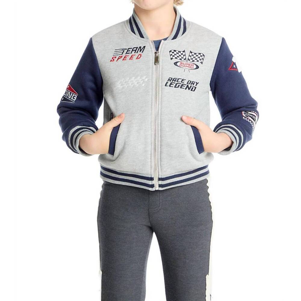 NEW CHASER boys allan bomber jacket in navy / heather grey